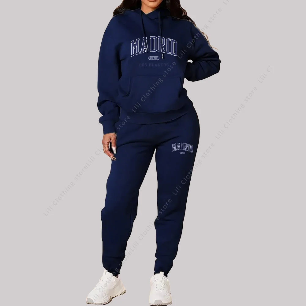Stylish Women's Hooded Tracksuit Set for Autumn Winter Sports