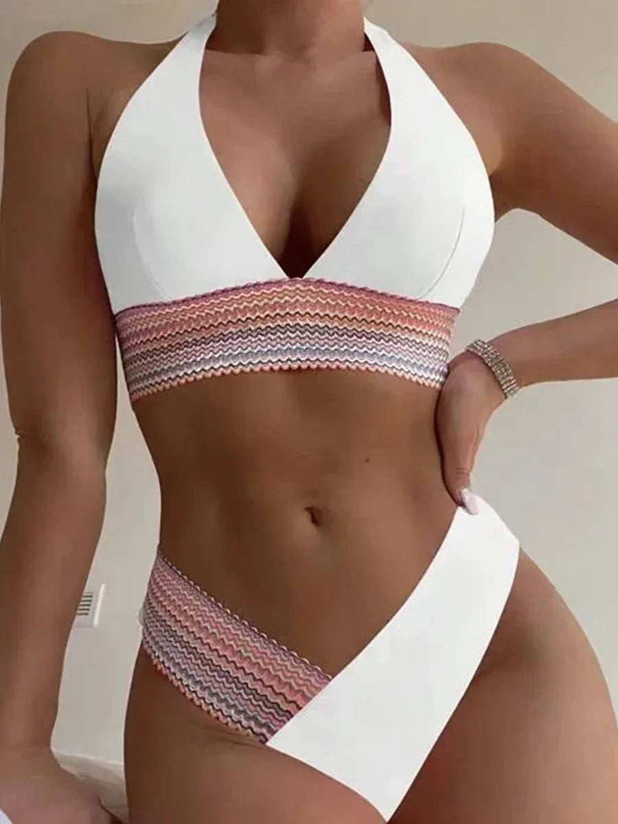 High Waist Bikini Set for Women with Deep V Neck by IAATNN