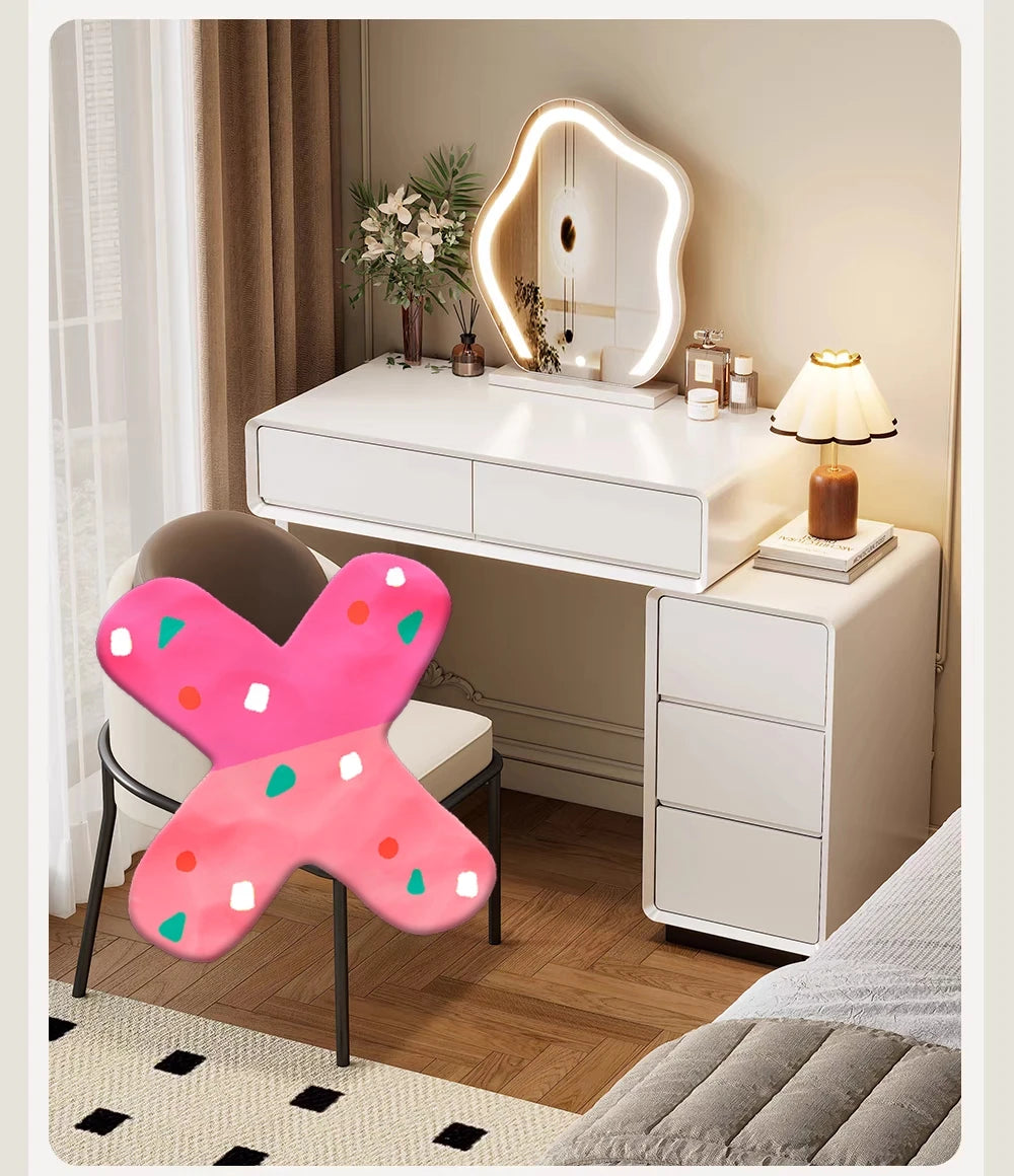 Luxury White Wood Dressing Table with Mirror for Women