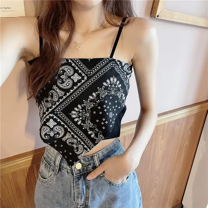 Floral Tank Top for Women in Mercerized Cotton
