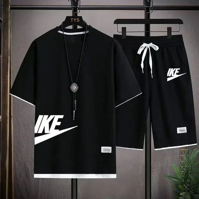Men's Casual Sportswear Set with Short-Sleeved T-Shirt and Shorts