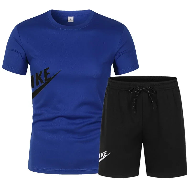 Men's Breathable Polyester Summer T-Shirt and Shorts Set