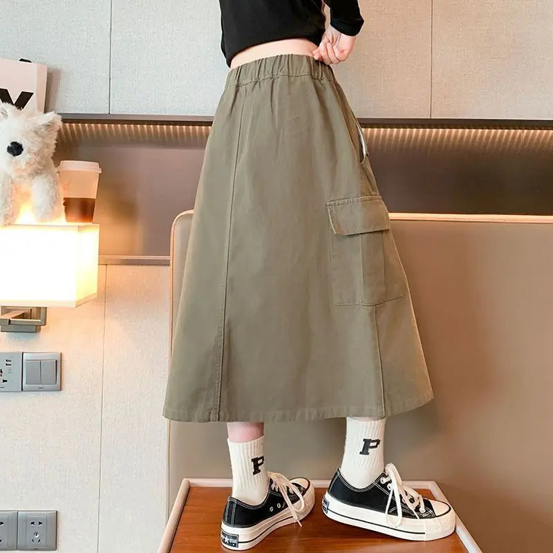 2025 Women's Casual Cargo Skirt for Tween Girls
