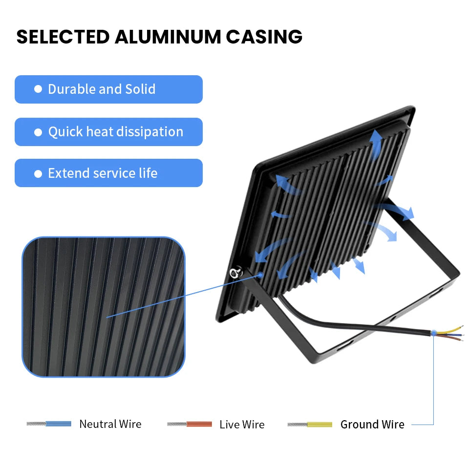 Aluminum LED Floodlights for Outdoor Garden and Garage Use