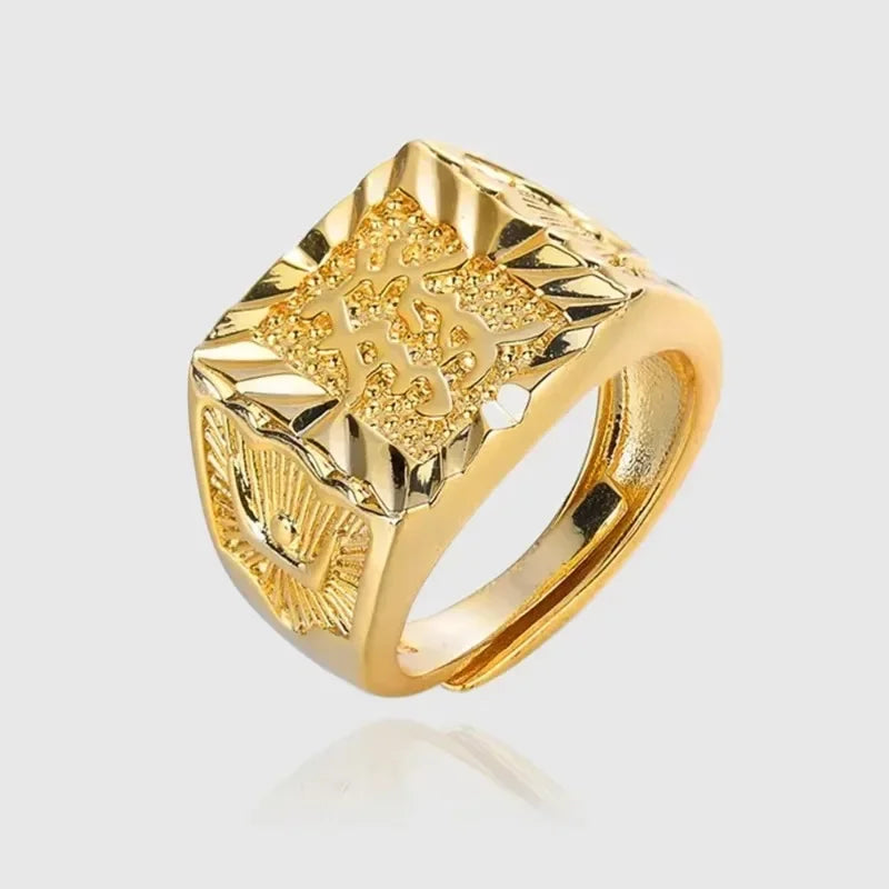 Real 18K Gold Ring for Men Anillos Mujer Rock Gemstone Genuine 18 K Gold Jewelry  Anillos De Hiphop Origin Rings Box Bizuteria