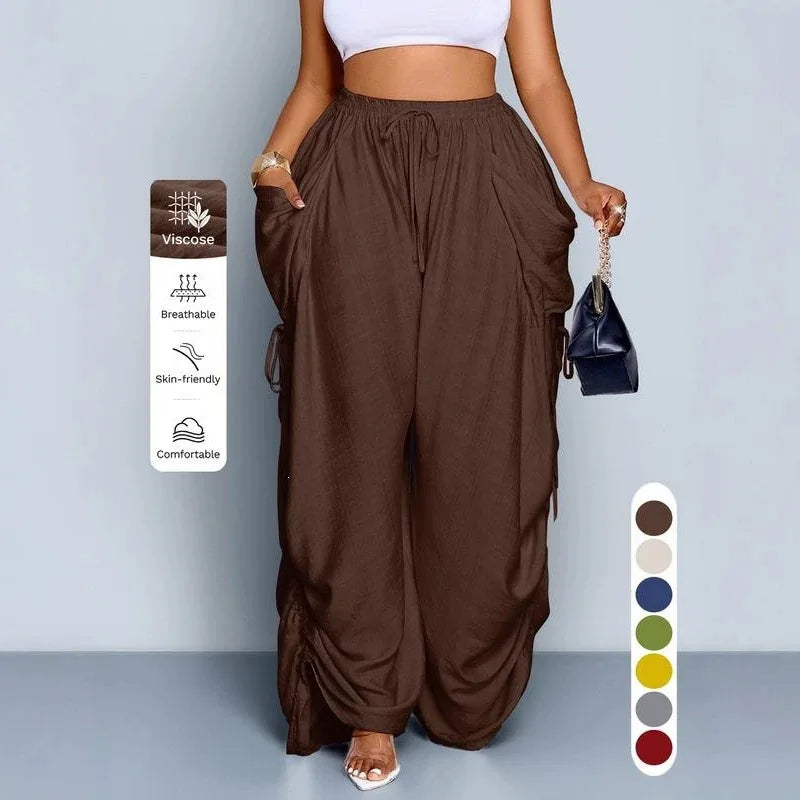 Punk Style High Waisted Wide Leg Pants for Women