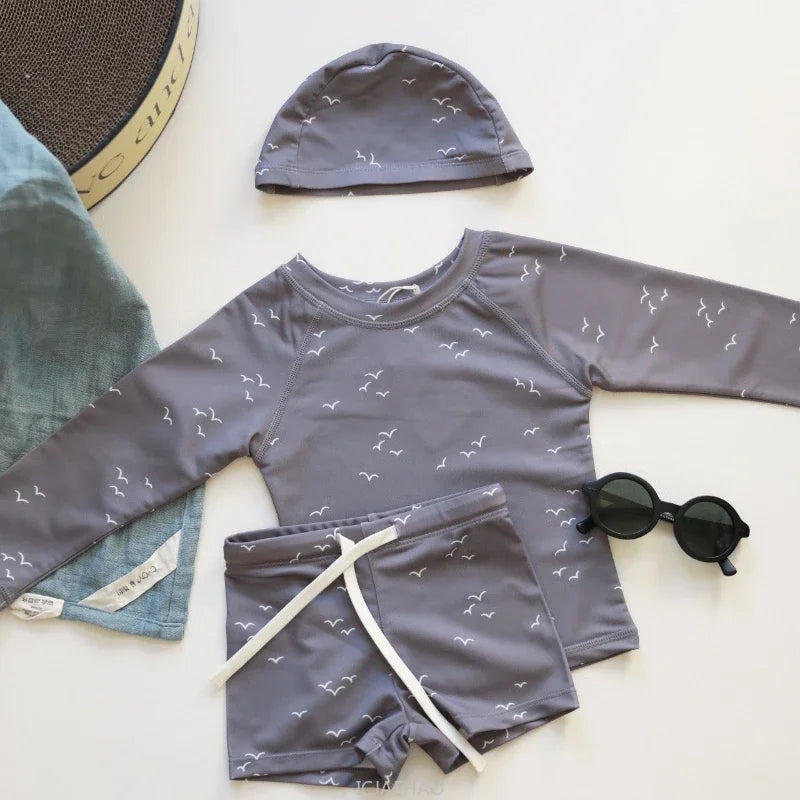 Boys Long Sleeve Swimwear Set for Summer Vacation Beach