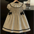 Girls' Striped Short Sleeve Cotton Dress for Summer