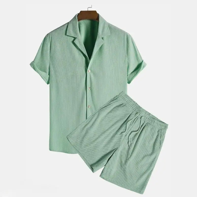 Men's Summer Sport Outfit Set with T-Shirt and Drawstring Pants