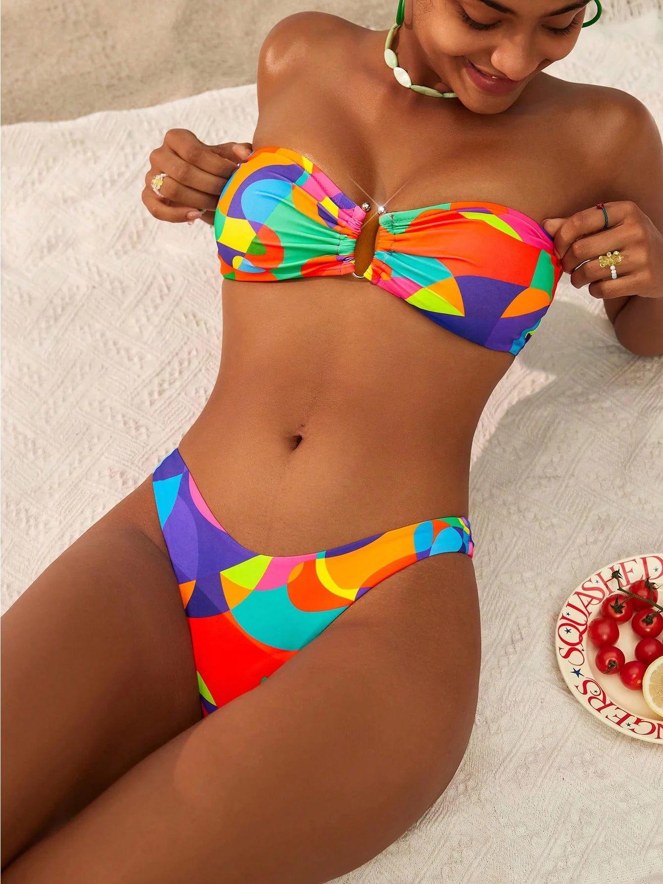 ZTVitality Sexy Print Bandeau Bikini Set for Women