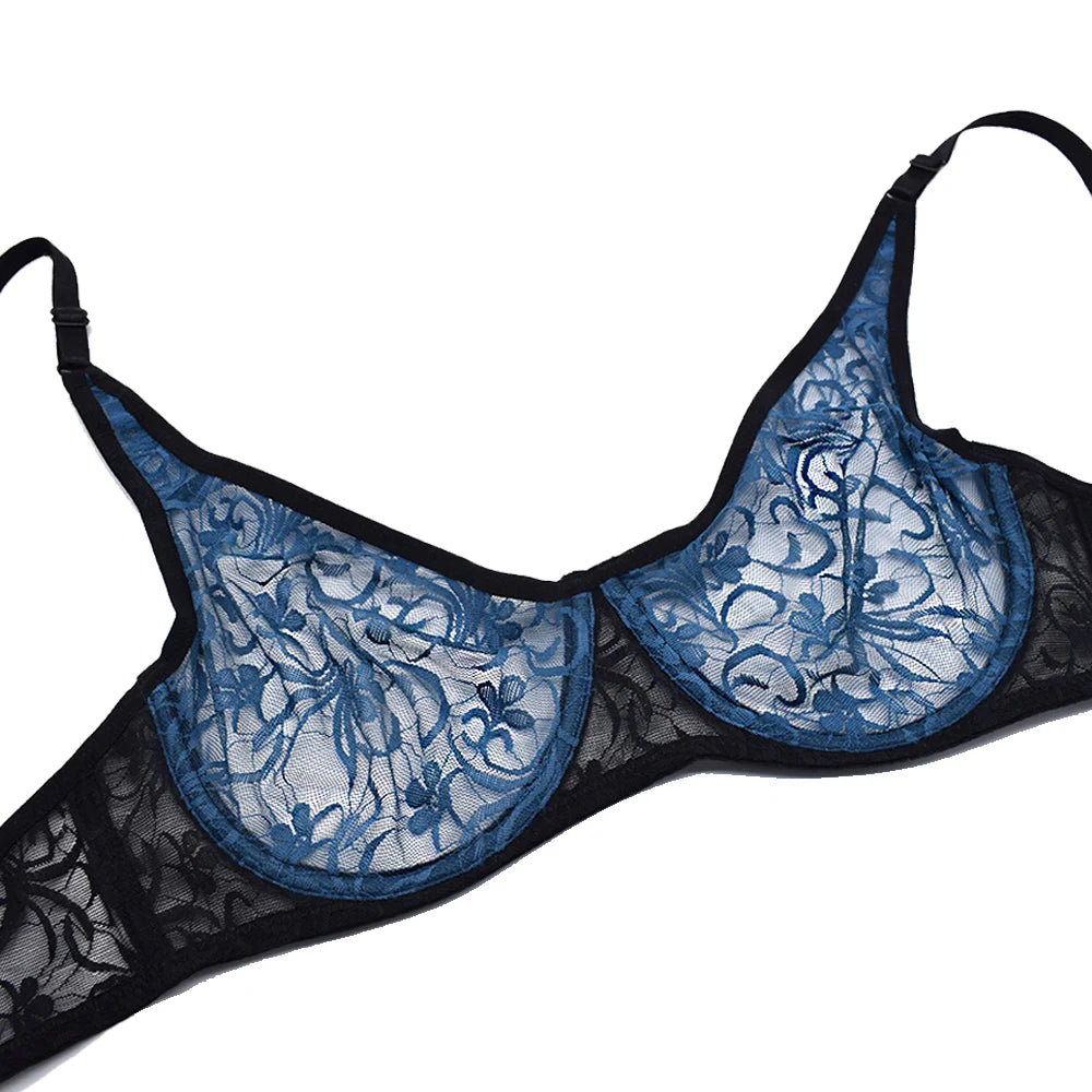Sexy Lace Underwire Bra with Embroidery for Women