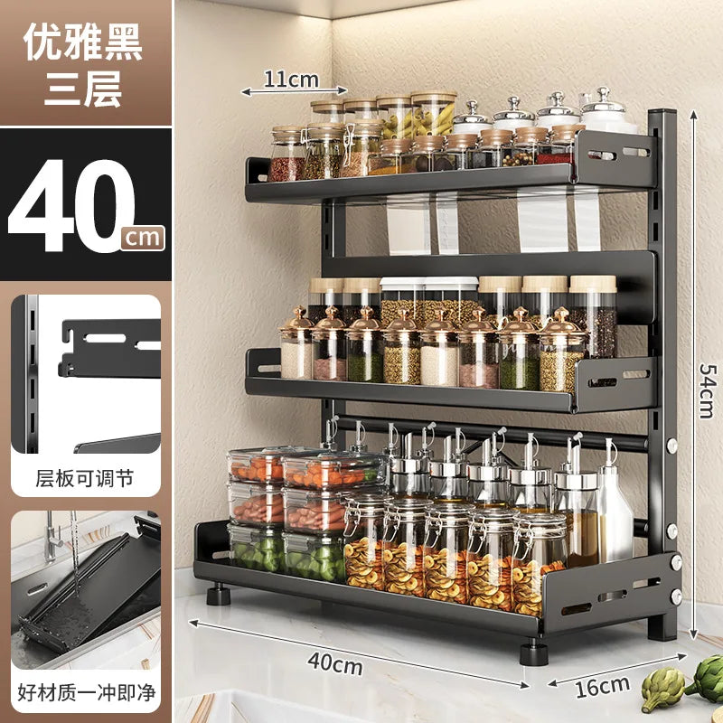 Adjustable Kitchen Countertop Organizer Rack in Steel