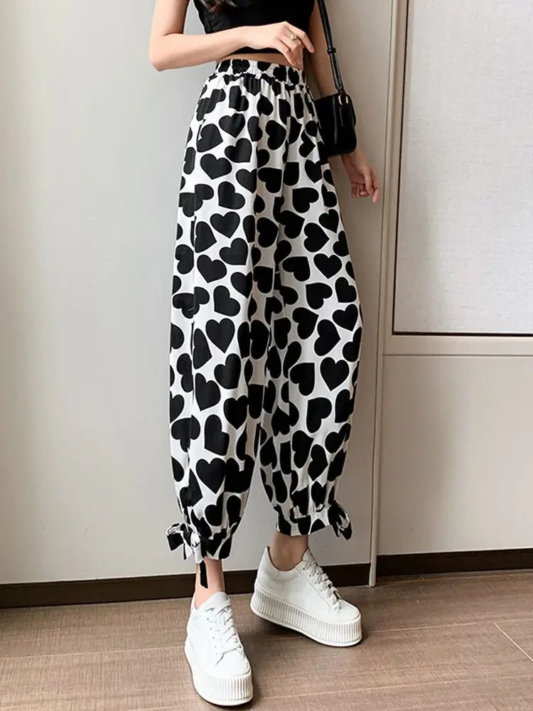 High Waist Harem Pants for Women in Casual Patchwork Style