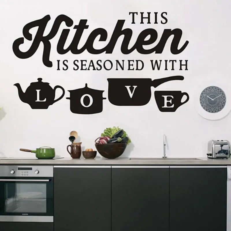 Creative PVC Kitchen Wall Stickers in Black for Home Decor