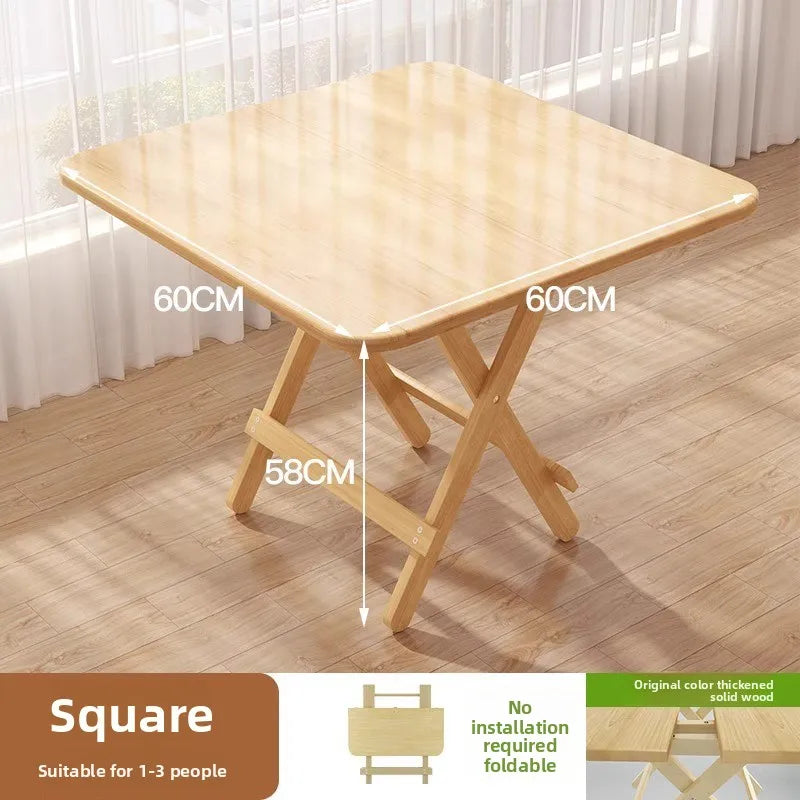 Solid Wood Foldable Dining Table for Small Spaces