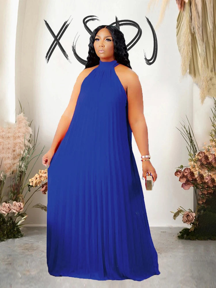 Elegant Plus Size Chiffon Halter Dress for Women