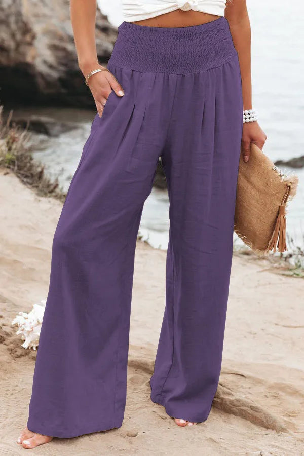 Women's Wide Leg Beach Pants with Drawstring for Summer