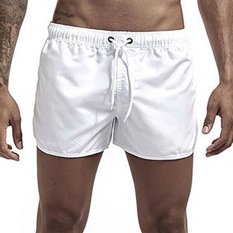 Men's Polyester Swim Trunks for Beach Wear in Solid Colors