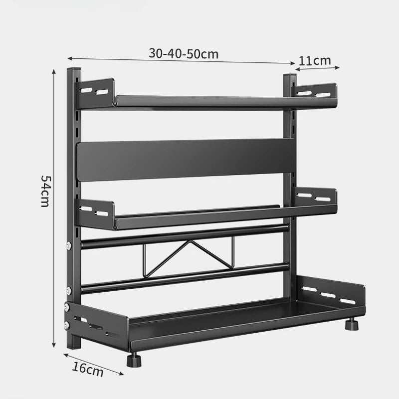 Adjustable Kitchen Countertop Organizer Rack in Steel