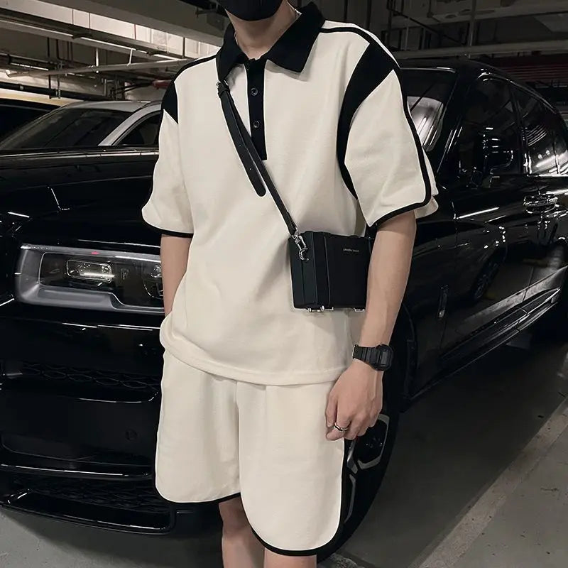Men's Summer Two-piece Suit Set with Polo Shirt and Shorts