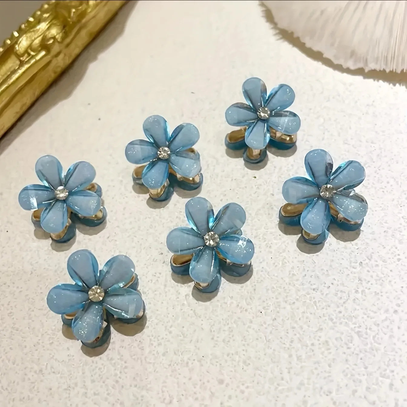 Flower Shaped Hair Grab Clips for Girls - Faux Pearl Alloy Barrettes