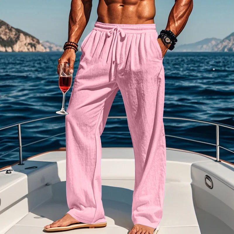 Men's 16-Color Breathable Linen Yoga Pants Loose Casual Sportswear for Spring/Summer 2025 European And American Style