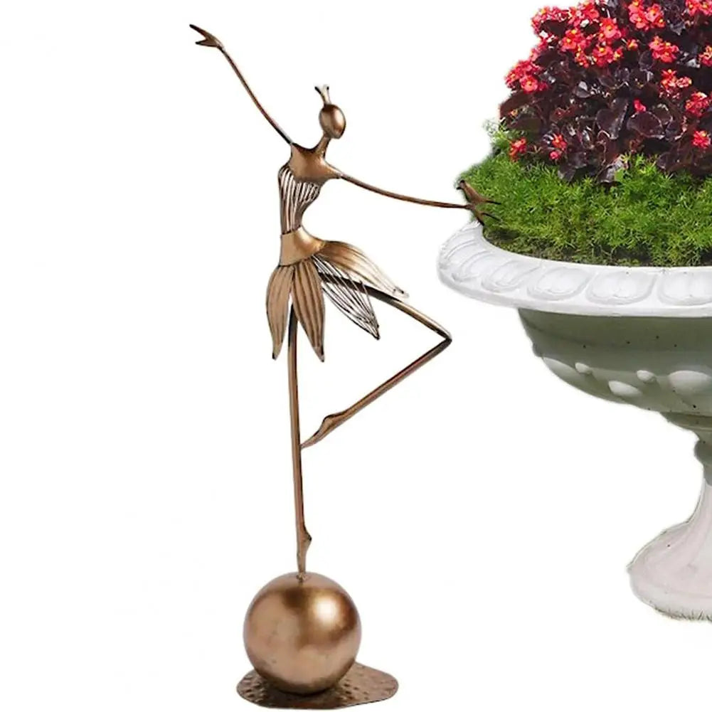 Vintage Metal Dancing Girl Statue for Garden Decoration