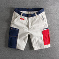 Summer fashion style personality color splicing wash and do old slim men's cargo shorts multi-pocket casual pants