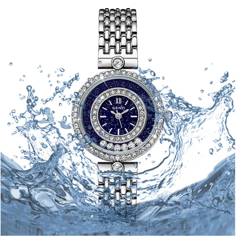 Luxury Silver Quartz Bracelet Watch for Women