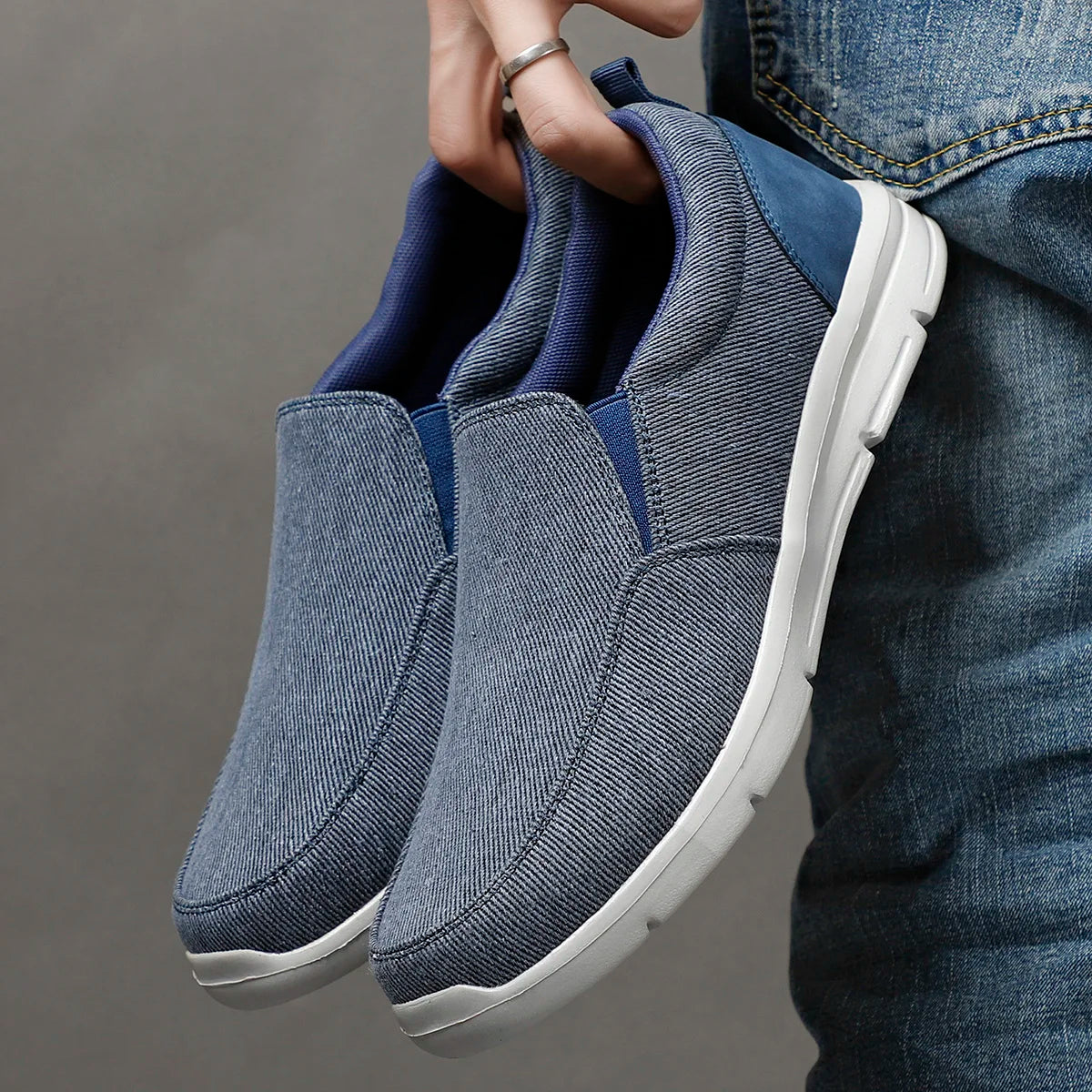 Breathable Canvas Slip-On Loafers for Men by PUAMSS