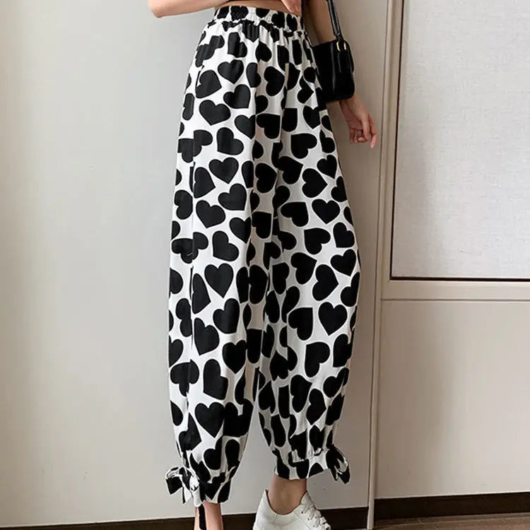 High Waist Harem Pants for Women in Casual Patchwork Style