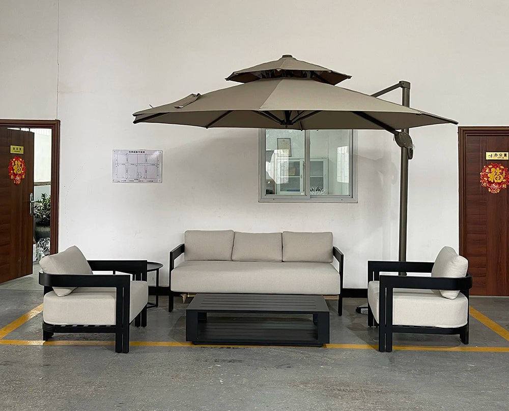 Aluminum Outdoor Sofa Set with Ottoman for Modern Gardens