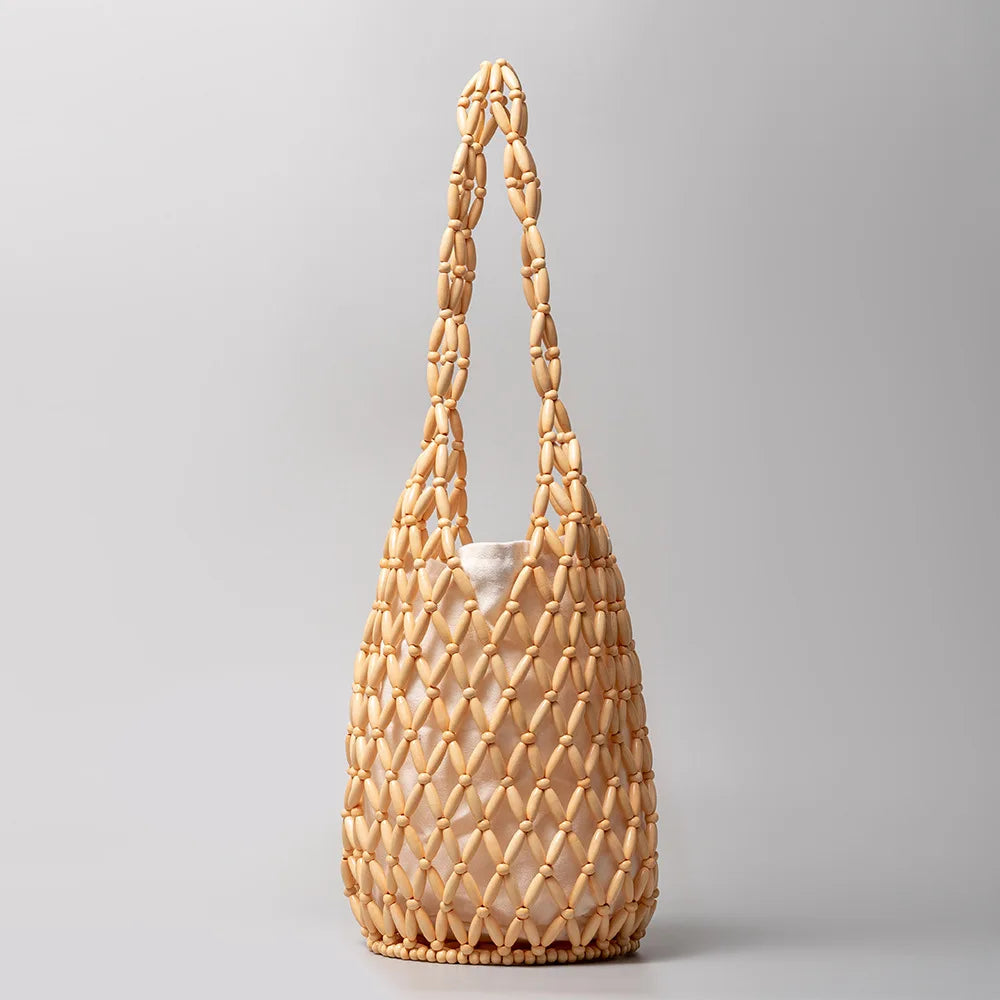 Vintage Women Bucket Tote Bag with Hollow-Out Design