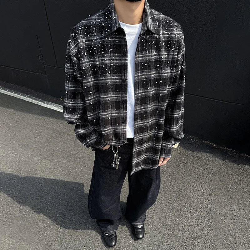 LUZHEN Men's Casual Plaid Long Sleeve Shirt for Spring