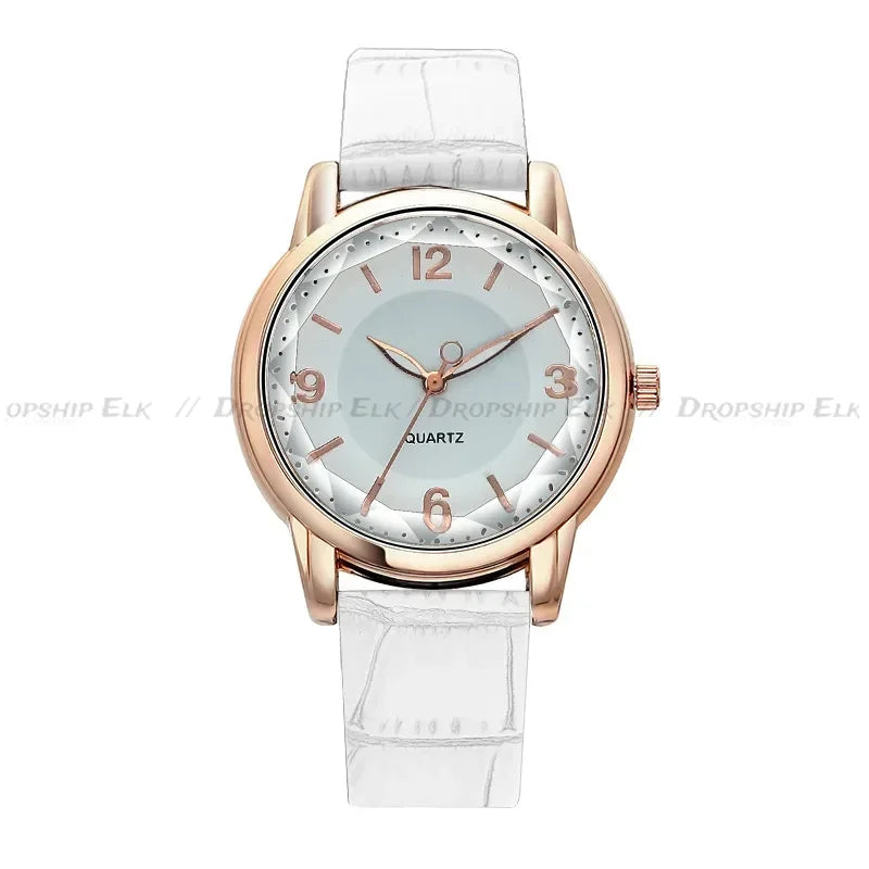 Luxury Women's Quartz Leather Watch with Alloy Case