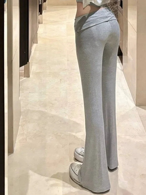 Flared Low Waist Casual Pants for Women by MALEY LifeStyle