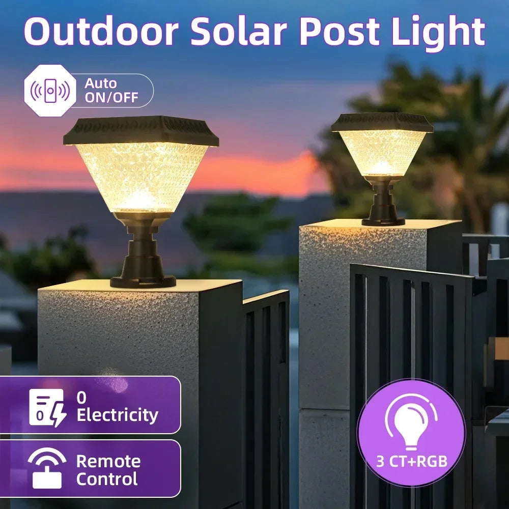 Black Solar Garden Lights with Remote Control for Outdoor Use