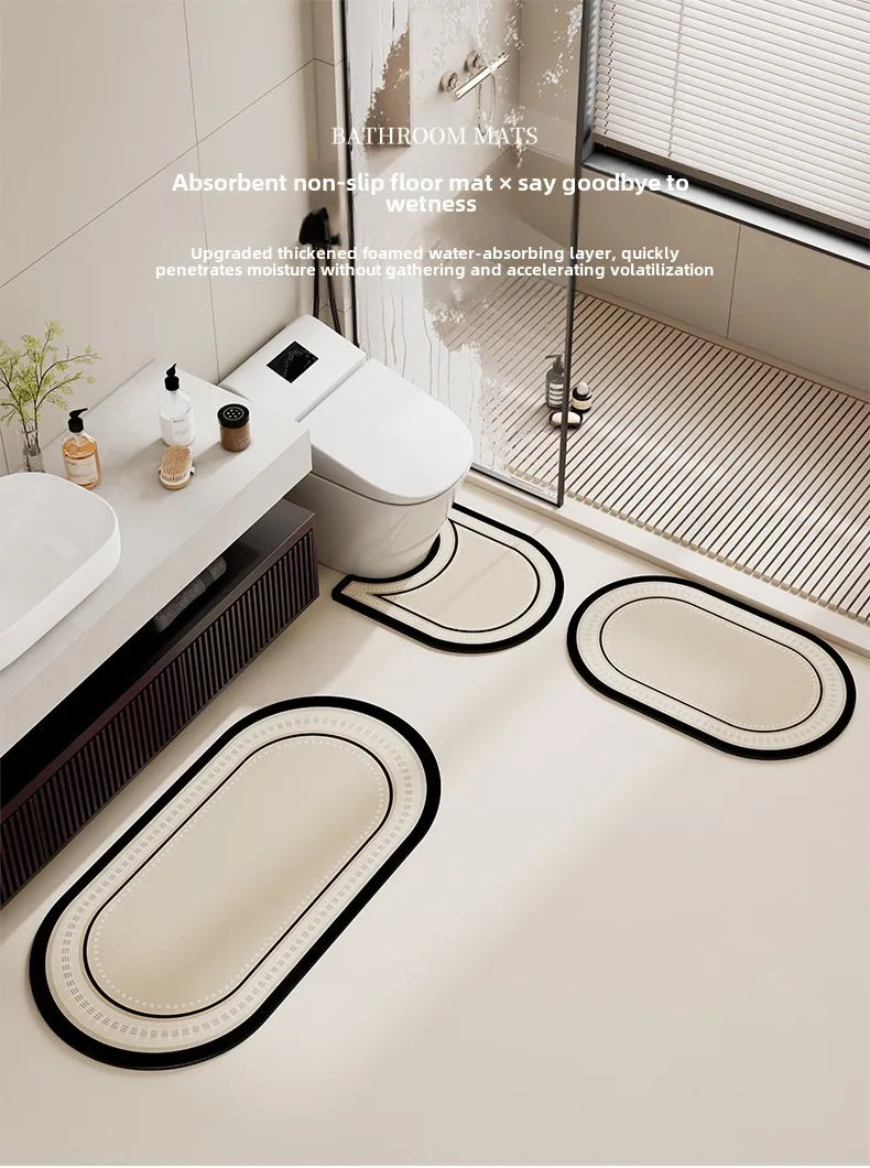 Diatom Mud Bathroom Floor Mat Set - Waterproof and Non-Slip