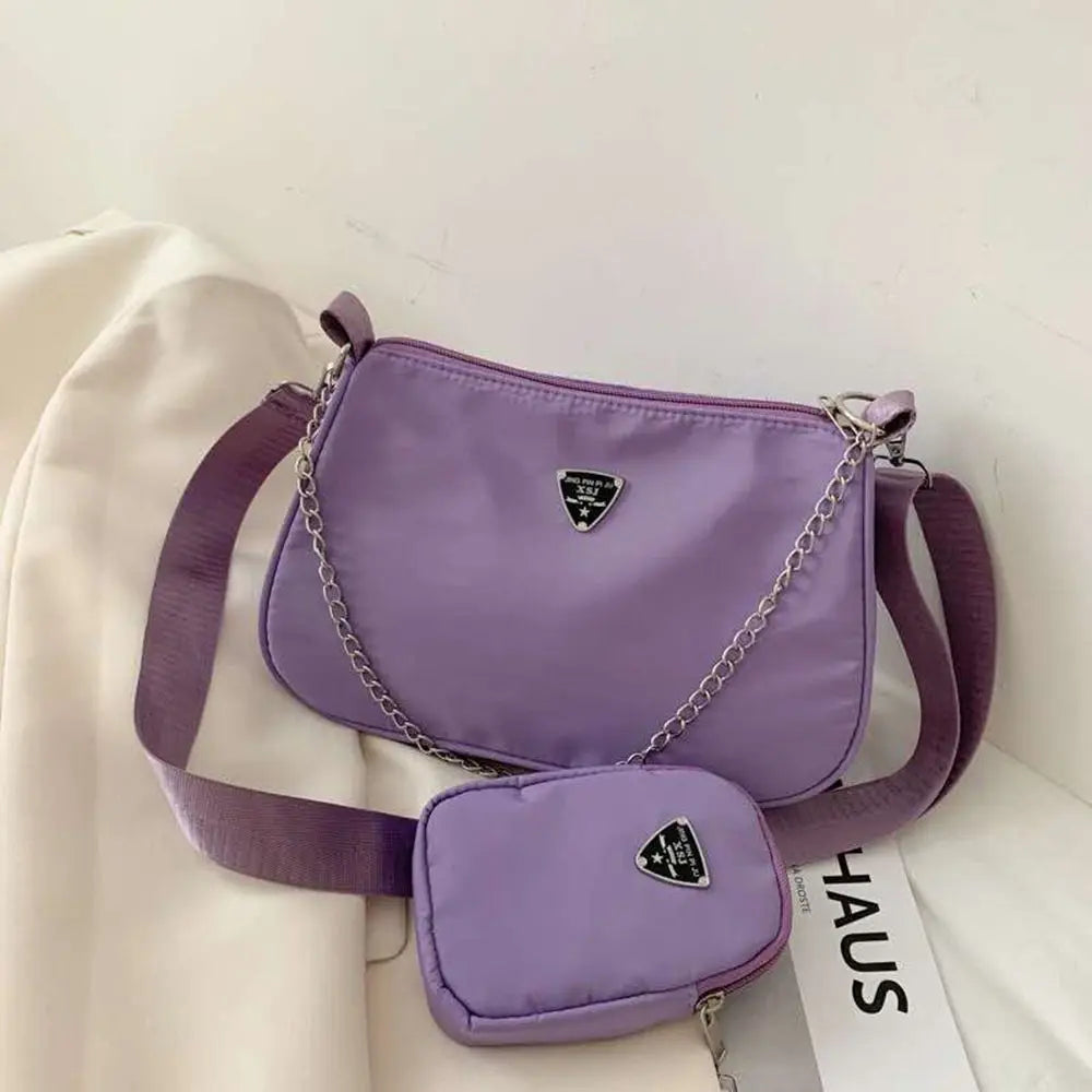 Nylon Handbag Set for Women - Casual Crossbody and Shoulder Bags