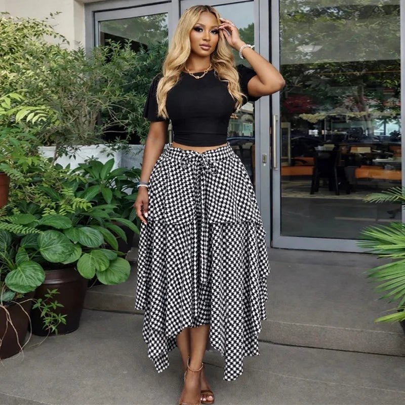 A-Line Mid Length Skirt for Women in Polyester Casual Style
