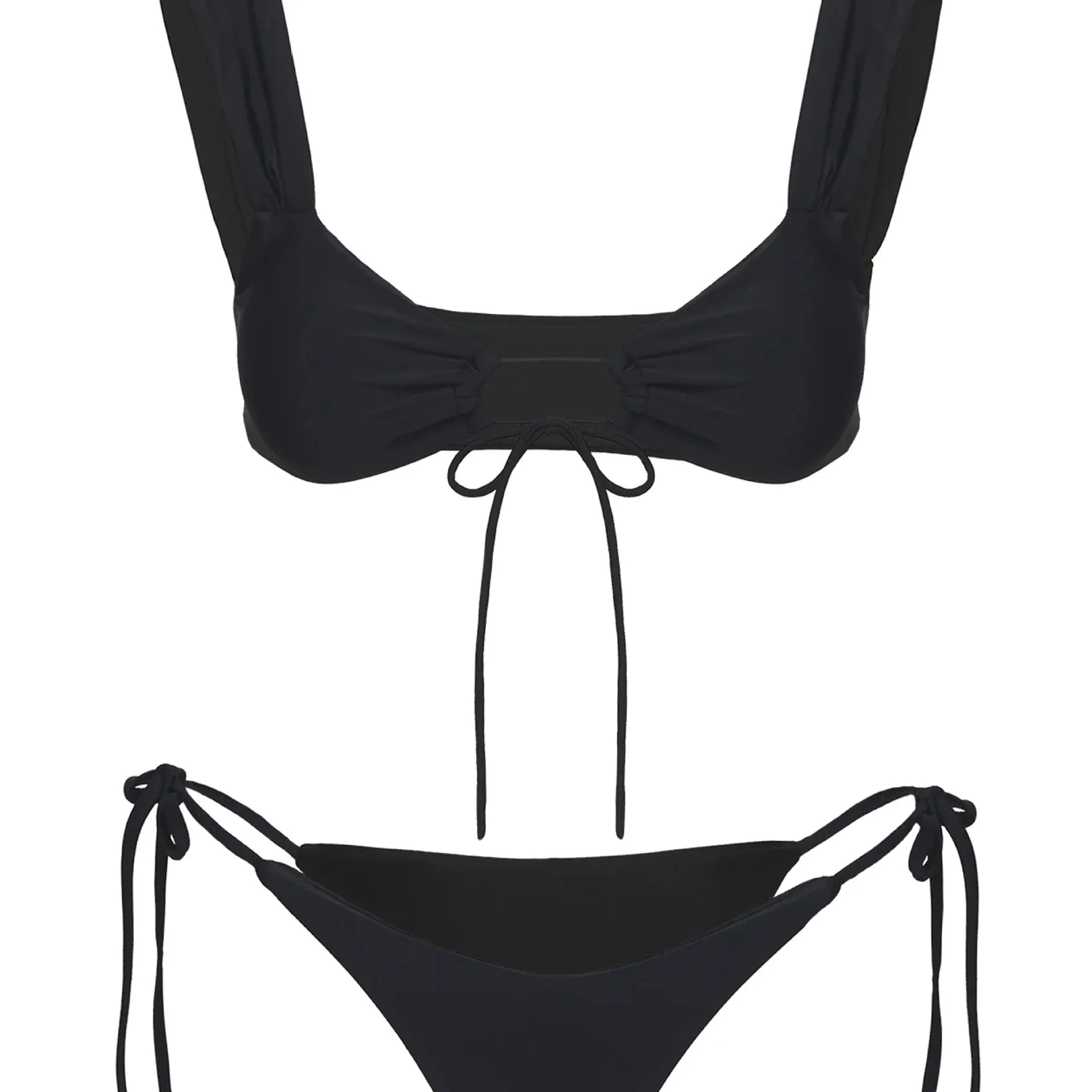 Solid Polyester Brazilian Bikini Set for Women