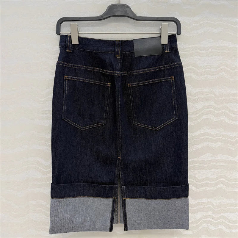 High Waisted Straight Tube Denim Skirt for Women
