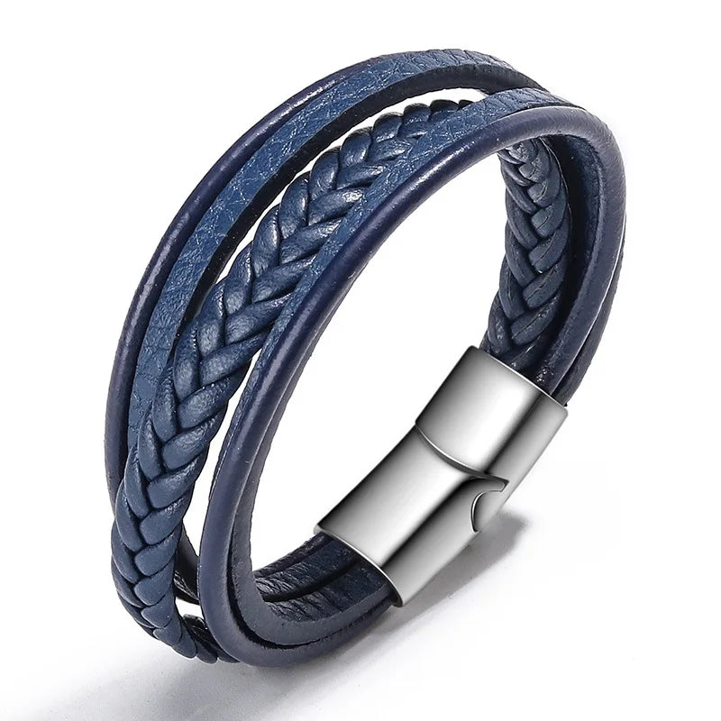 Leather Bracelet For Men New Accessories Handmade Rope Leather Folk Style Bracelet Leather Bracelet Magnetic Bracelet