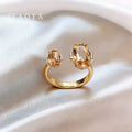 Trendy Gold Plated Wedding Ring with Geometric Design