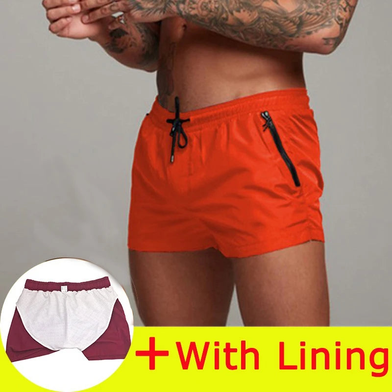 Men's Quick Dry Polyamide Swim Trunks with Liner for Beach Sports
