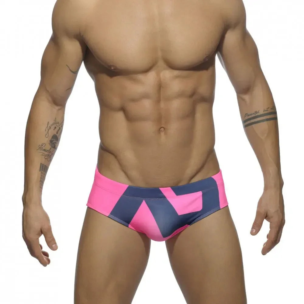 Men's Low Rise Swimming Briefs with Letter Print Design