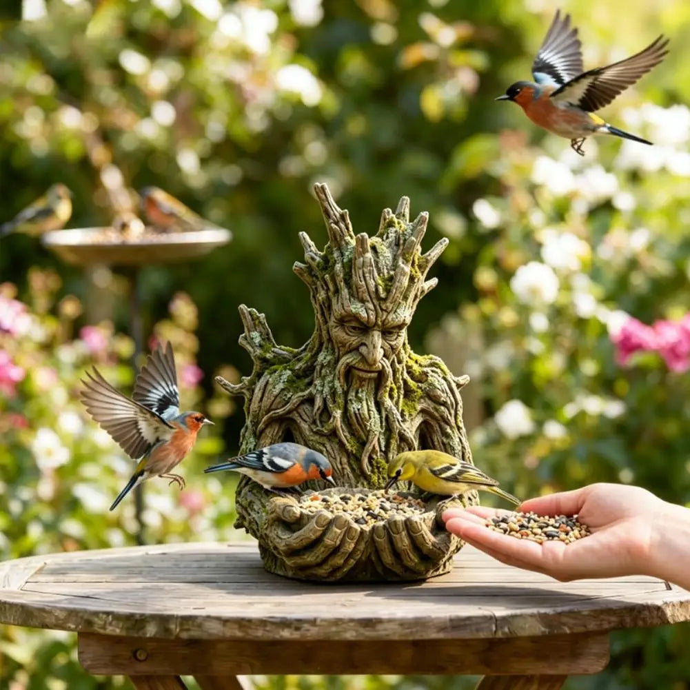 Artistic Resin Bird Feeder with Tree Spirit Design