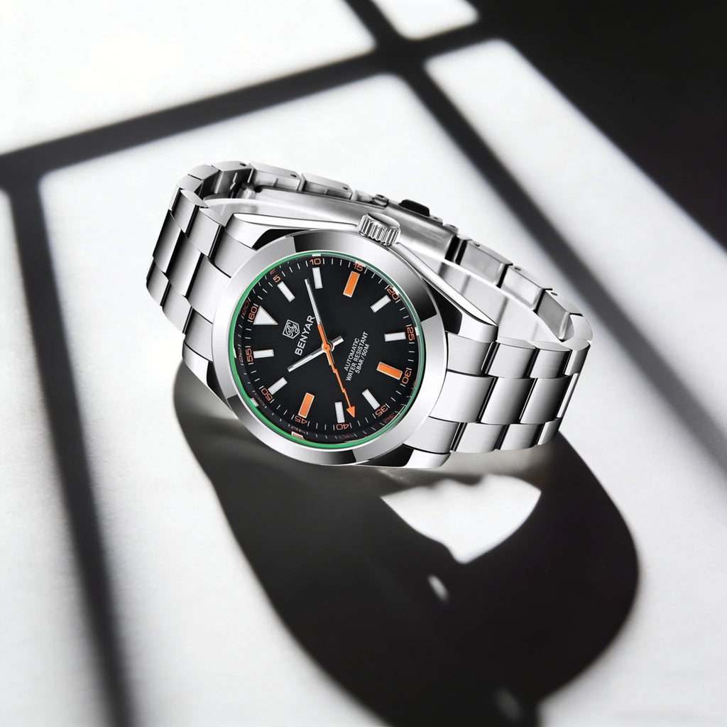 Benyar 41mm Men's Automatic Mechanical Watch Stainless Steel