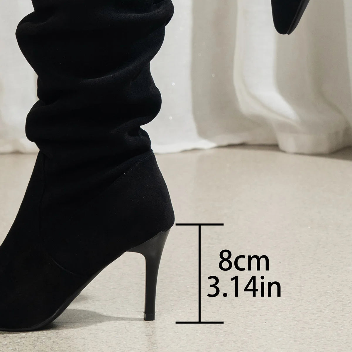 Stylish Faux Suede Knee-High Heeled Boots for Women