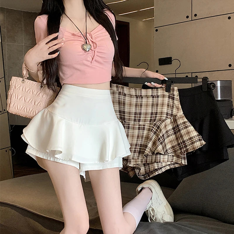 Stylish Short White A-Line Skirt for Women in Polyester